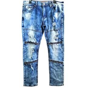 Xios Denim Medium Wash Zipper Deco Washed Skinny Jeans Size 34x30